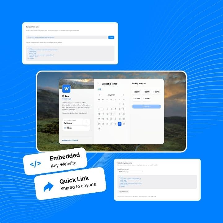Drop your booking form into any website in seconds